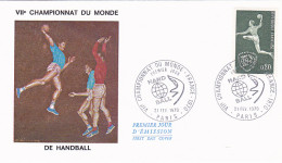 SPORTS, HANDBALL, WORLD CHAMPIONSHIP, COVER FDC, 1970, FRANCE - Pallamano