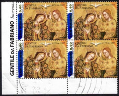 Rsm 2006 Sm 2100 Gentile Da Fabriano Usato  Poste Italiane Quartina - Used Stamps
