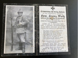Sterbebild Wk1 Bidprentje Wo1 Avis Décès Deathcard RIR19 RUMÄNIEN November 1916 Aus Hundham - 1914-18