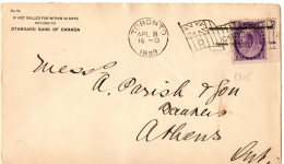 CANADA VICTORIA 2 CTS SEUL SUR LETTRE OBLITERATION DRAPEAU - Briefe U. Dokumente