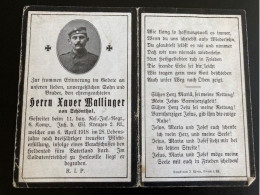 Sterbebild Wk1 Bidprentje Wo1 Avis Décès Deathcard RIR11 VERMANDOVILLERS Block 3 Grab 1927 HERLEVILLE Aus Schönthal - 1914-18