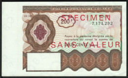 Cheque Postal De Voyage ( Reisescheck Traveller Check ) France 200 Fr Specimen - Fiktive & Specimen