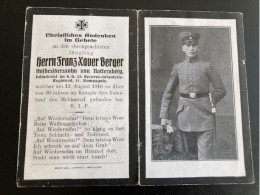 Sterbebild Wk1 Bidprentje Wo1 Avis Décès Deathcard RIR23 MAUREPAS RANCOURT Aus Naffernberg August 1916 SOMME - 1914-18