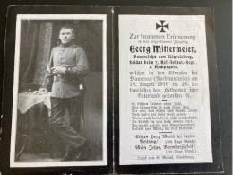 Sterbebild Wk1 Bidprentje Wo1 Avis Décès Deathcard RIR7 MAUREPAS 1916 SOMME Aus Köpfelsberg - 1914-18