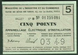 Coupon D'achat 1949 " Cinq Points Appareillage Electrique D'installation " Carte Ravitaillement - Specimen