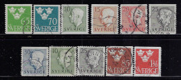 SWEDEN 1949,1951 SCOTT #416-426 STAMPS USED - Oblitérés
