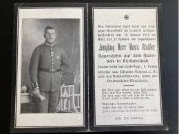 Sterbebild Wk1 Bidprentje Wo1 Avis Décès Deathcard Leib Regiment Alpenkorps Oberwiesenfeld 1919 - 1914-18