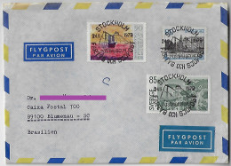 Sweden 1979 Airmail Cover Sent From Stockholm To Blumenau Brazil 3 Stamp + Commemorative Cancel Ship And Seamail - Brieven En Documenten