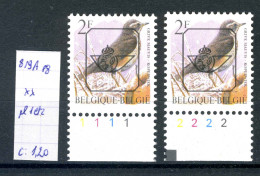 Belgique  Préos Oiseaux De Buzin N° PRE 819 A P8   Planches 1 Et 2 Xx - Typo Precancels 1986-96 (Birds)