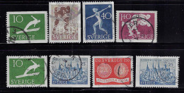 SWEDEN 1953 SCOTT #444-451 STAMPS USED - Oblitérés