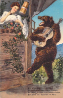 OURS - Poeme Allemand - Ours Qui Joue Une Sérenade A Une Femme Au Balcon - Humour - Carte Postale Ancienne - - Bears