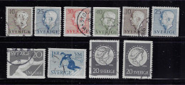 SWEDEN 1954 SCOTT #456-463,465,467 STAMPS USED - Oblitérés
