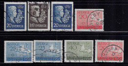 SWEDEN 1955-56 SCOTT #484-491 STAMPS USED - Oblitérés