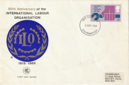 Great Britain   .   1969   .   "International Labour Organisation"   .   First Day Cover 1 - Stamp - 1952-1971 Pre-Decimal Issues