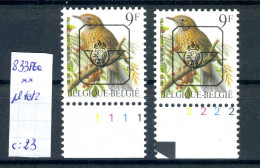 Belgique  Préos Oiseaux De Buzin N° PRE 833 P6a      Planches 1 Et 2 Xx - Typo Precancels 1986-96 (Birds)