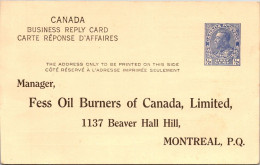 CANADA ENTERO POSTAL FESS OIL BURNERS MONTREAL PETROLEO - Erdöl