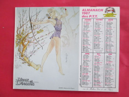 CALENDRIER ALMANACH 1987 LAVIGNE  NEPTUNE DIEU DE LA MER DIANE DEESSE DE LA CHASSE - Big : 1981-90