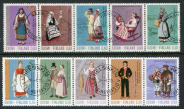 FINLAND 1972-73 Ancient And National Costumes Strips Used. Michel 710-14, 733-37 - Gebraucht