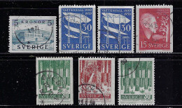 SWEDEN 1958 SCOTT #537,538,540,541,544-546 STAMPS USED - Oblitérés
