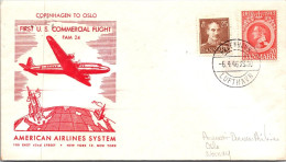 DINAMARCA COPENAGUE 1946 FAM 18 COPENHAGEN TO OSLO AMERICAN AIRLINES - Luchtpostzegels