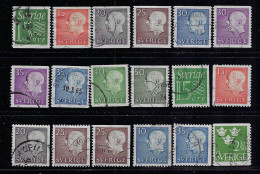 SWEDEN 1961-65 SCOTT #570-586,591 STAMPS USED - Used Stamps