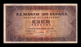 España Spain 100 Pesetas Burgos 1938 Pick 113 Serie A Mbc+/Ebc Vf+/Xf - 100 Pesetas