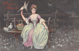 Illustrateur - Colombo - Femme Sur Un Banc Avec Des Colombes - Buona Pasqua - Carte Postale Ancienne - - Colombo, E.