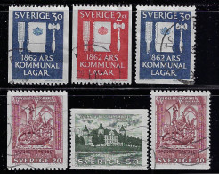 SWEDEN 1962 SCOTT #610-615 STAMPS USED - Oblitérés