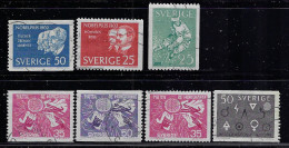 SWEDEN 1962 SCOTT #618-620,623-626 STAMPS USED - Used Stamps