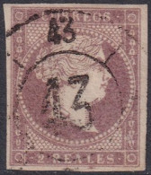 Spain 1856 Sc 47a España Ed 50a Used "43" (Santander) Cartwheel (rueda) Cancel - Usados