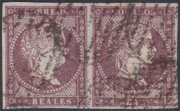 Spain 1856 Sc 43a España Ed 46a Pair Used Grill (parrilla) Cancels - Usados