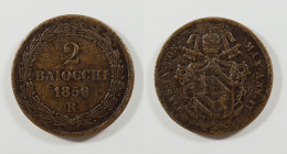 STATO PONTIFICIO - ROMA 2 BAIOCCHI 1850 PIO IX ( 1846 - 1870 ) KM# 1344 - Other & Unclassified