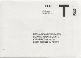 Lettre T Eco 20gr Connaissance Des Arts - Cartes/Enveloppes Réponse T