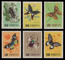 Taiwan 1958 - Mi-Nr. 282-287 ** - MNH - Insekten / Insects - Unused Stamps