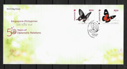 2019 Joint Singapore And Philippines, OFFICIAL FDC SINGAPORE WITH 2 STAMPS: Butterflies - Joint Issues