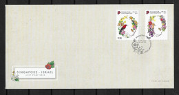 2019 Joint Singapore And Israel, OFFICIAL FDC SINGAPORE WITH 2 STAMPS: Flowers And Birds - Joint Issues