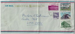 Japan 1965 Oriental Hotel Airmail Cover Sent From Kobe To Lima Peru With 6 Stamp - Lettres & Documents