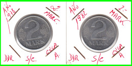 ( GERMANY DDR ) REPUBLICA DEMOCRATICA DE ALEMANIA (DDR) 2 MONEDAS DE 2-DM AÑO 1978 - 1982 - MONEDAS ALUMINIO - 27 mm. - 2 Marchi