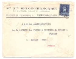 Belgique 320 Albert Képi 1f75 Forges Sur Lettre De Bruxelles Vers Denain France - 1931-1934 Képi