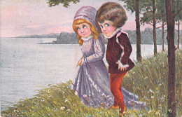 Illustrateur - Bertiglia - Passeggiata Romantica - Enfants Déguisés - Carte Postale Ancienne - - Bertiglia, A.