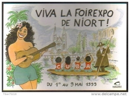 Carte Postale édition "Carte à Pub" - Viva La Foirexpo De Niort ! (Cuba) - Illustration : Wolinski (Charlie Hebdo) - Wolinski