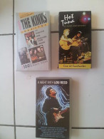 Lot 3 Cassettes Video K7 VHS Musicales Hot Tuna Lou Reed The Kinks - Autres & Non Classés