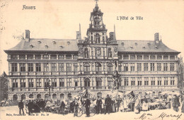 BELGIQUE - Anvers - L'hotel De Ville - Tres Animé - Marché - Nels - Carte Postale Ancienne - - Antwerpen