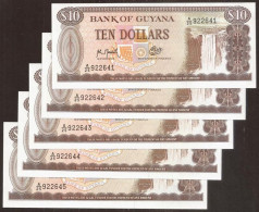 GUYANA. 5 Pieces X 10 $ (1992). UNC. - Guyana