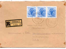 70936 - Österreich - 196? - 3@3S Architektur (teils Etw Stockig) A R-Bf SALZBURG -> Westdeutschland - Lettres & Documents