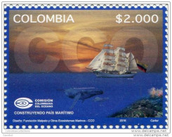 0059B - KOLUMBIEN - 2016 - MNH - COLOMBIAN OCEAN COMISSION- SHIPS/WHALE - Altri (Mare)