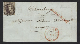 Medaillon 10 Cent Op Brief Van NIVELLES ( P89 ) Naar CHARLEROY In 1851 ; Details & Staat Zie 2 Scans ! LOT 191 - 1849-1865 Medaillons (Varia)