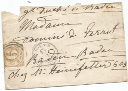 GERMAMY 9K REPLIE LETTRE COVER BRIEF 1864 BADEN B/TB - Covers & Documents