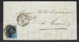 Medaillon 20 Cent Op Brief Van BRUXELLES Naar GAND In 1859 ; Details & Staat Zie 2 Scans ! LOT 191 - 1849-1865 Medaillons (Varia)