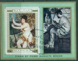 Manama 1970 Mi#MS60A Nude Paintings By Renoir MS CTO - Sonstige & Ohne Zuordnung